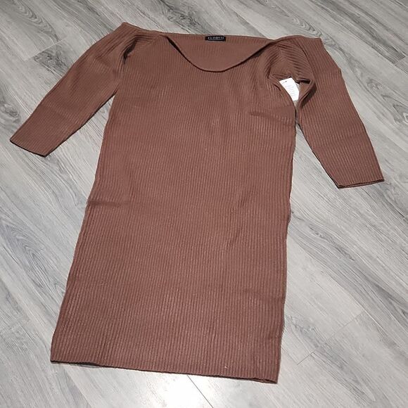 NWT Choc Brown Eloquii Midi Sweater Dress - Picture 1 of 6